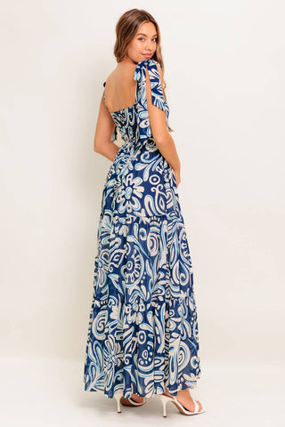 ISLAND SERENADE NAVY WOVEN MAXI DRESS - By Baano