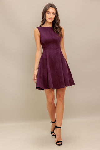 WINE IN THE SUN FAUX SUEDE MINI DRESS - By Baano