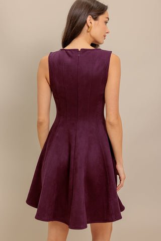 WINE IN THE SUN FAUX SUEDE MINI DRESS - By Baano