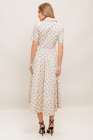 CANDY KISS BEIGE WOVEN MIDI DRESS - By Baano