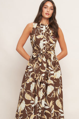 ELEGANT BLOOM WOVEN MIDI DRESS - By Baano