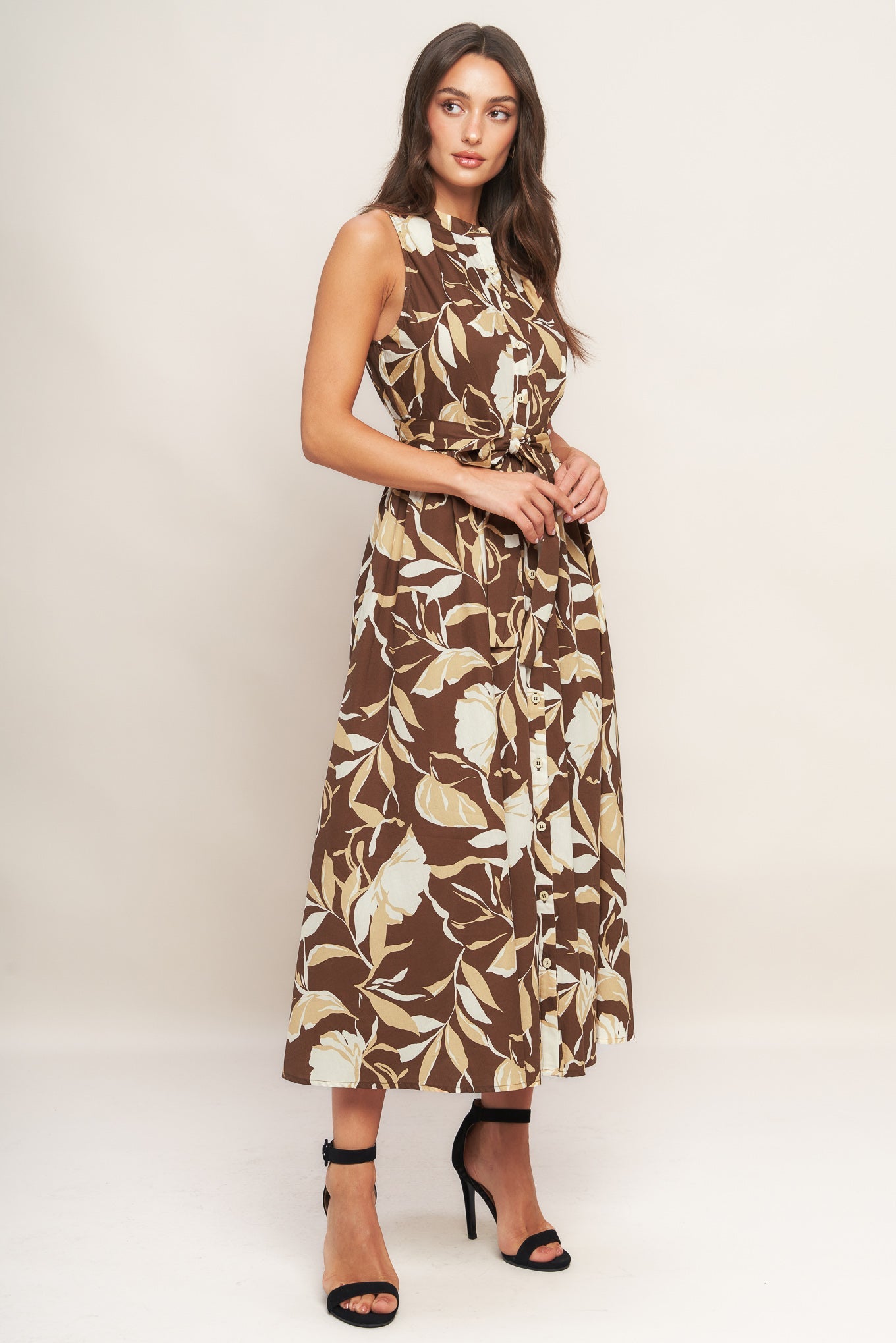 ELEGANT BLOOM WOVEN MIDI DRESS - By Baano