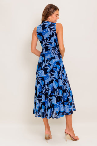 MIDNIGHT BLOOM WOVEN MIDI DRESS - By Baano