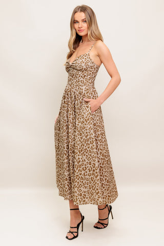 TENDER TOUCH TAUPE WOVEN MIDI DRESS - By Baano