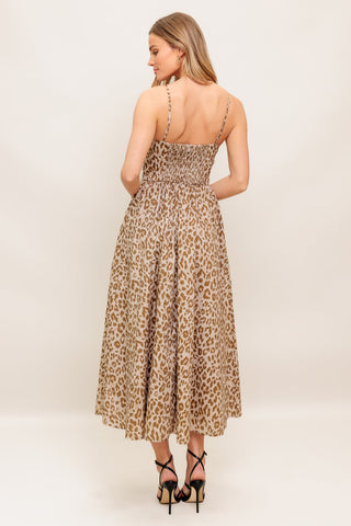 TENDER TOUCH TAUPE WOVEN MIDI DRESS - By Baano