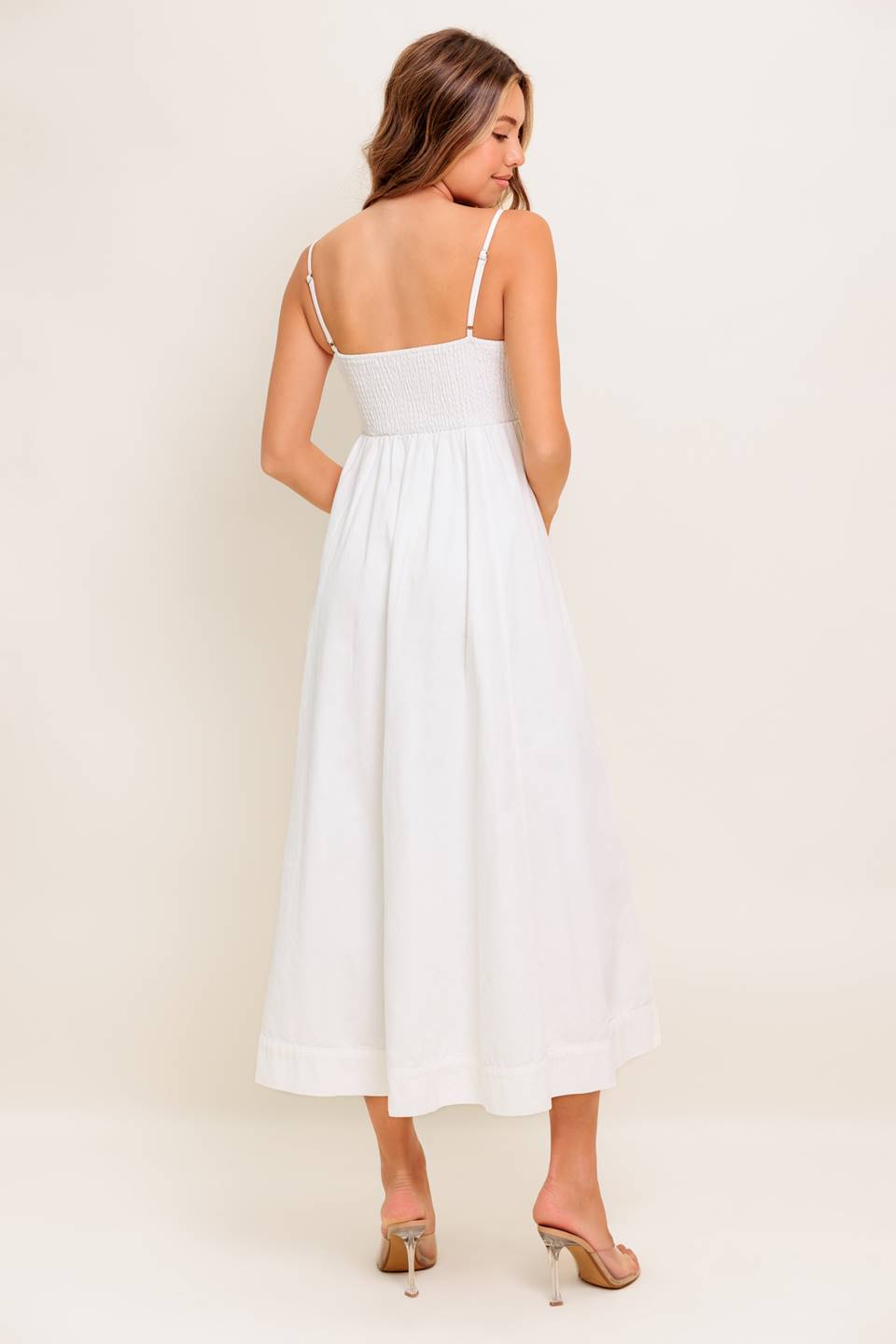 NATURE’S TOUCH WHITE WOVEN MIDI DRESS - By Baano