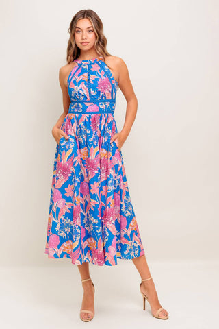 SUN-KISSED FLOWER WOVEN MIDI DRESS - By Baano