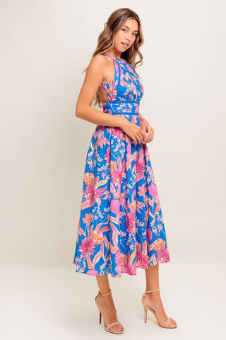SUN-KISSED FLOWER WOVEN MIDI DRESS - By Baano