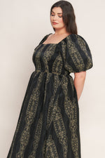 VINTAGE SQUARE WOVEN MIDI DRESS