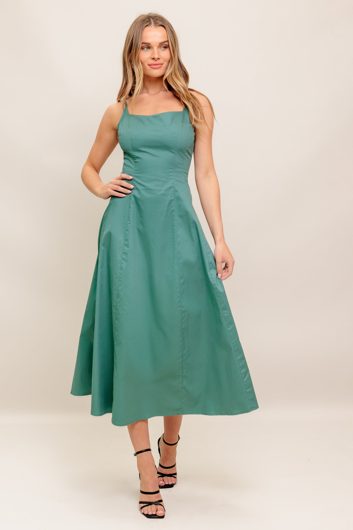 VERDE ELEGANTE WOVEN MIDI DRESS - By Baano