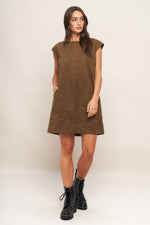 QUIET LUXURY EDGE FAUX SUEDE MIDI SHIFT DRESS - By Baano