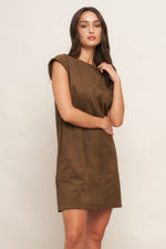 QUIET LUXURY EDGE FAUX SUEDE MIDI SHIFT DRESS - By Baano