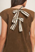 QUIET LUXURY EDGE FAUX SUEDE MIDI SHIFT DRESS - By Baano