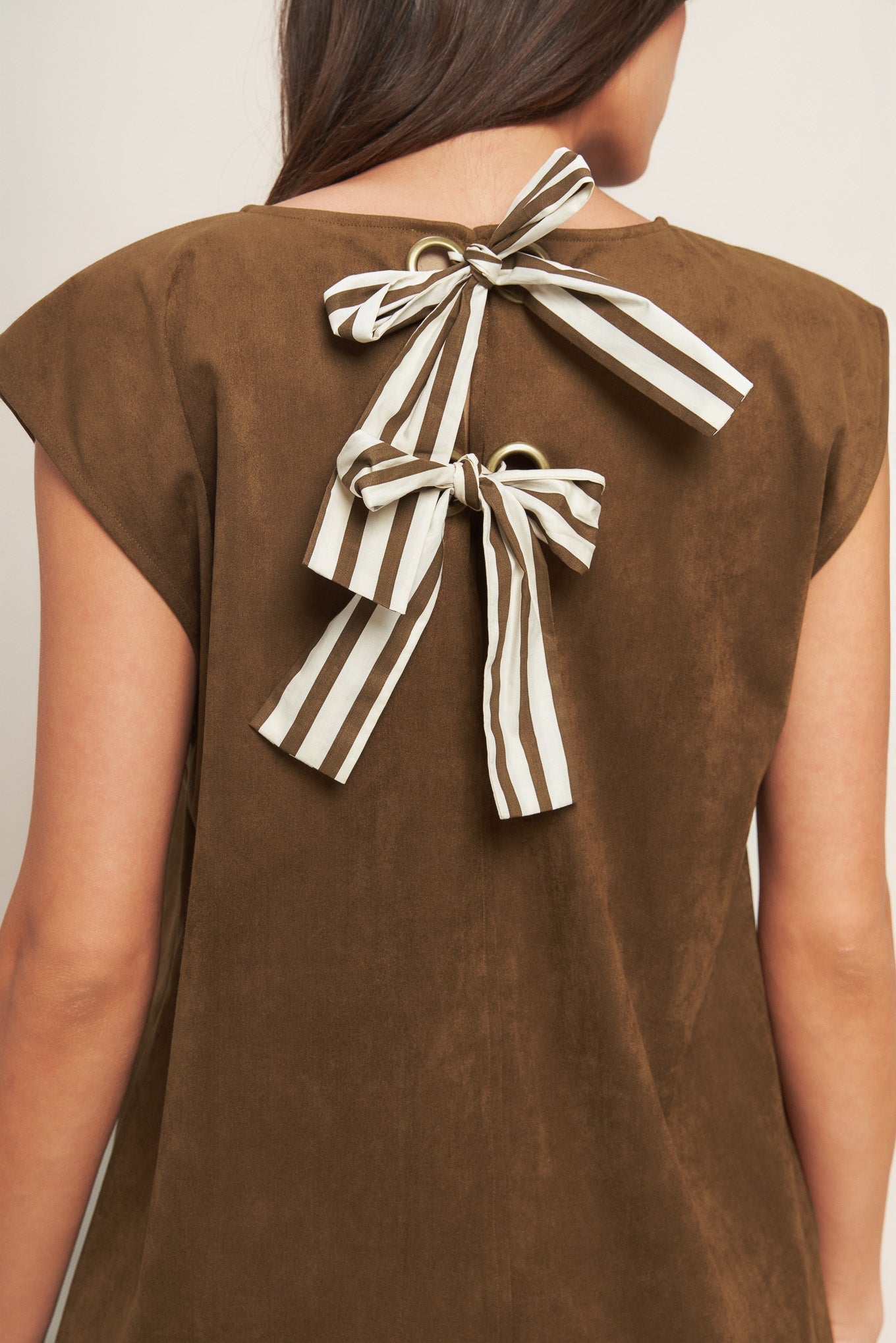 QUIET LUXURY EDGE FAUX SUEDE MIDI SHIFT DRESS - By Baano