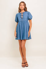 SUNSET GETAWAY DENIM MINI DRESS - By Baano