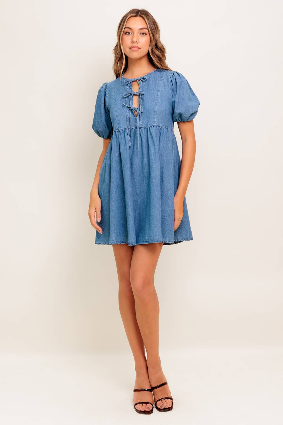 SUNSET GETAWAY DENIM MINI DRESS - By Baano