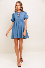 SUNSET GETAWAY DENIM MINI DRESS - By Baano
