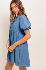SUNSET GETAWAY DENIM MINI DRESS - By Baano