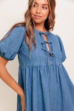 SUNSET GETAWAY DENIM MINI DRESS - By Baano