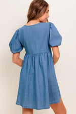 SUNSET GETAWAY DENIM MINI DRESS - By Baano