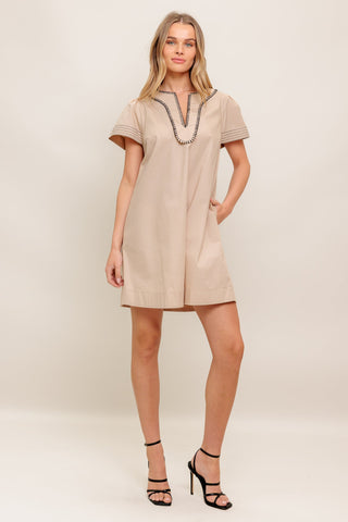 CALM SILHOUETTE WOVEN MINI DRESS - By Baano
