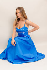 KISSABLE KNOT BLUE WOVEN MIDI DRESS Flying Tomato