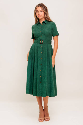 EMERALD CODE JACQUARD WOVEN MIDI DRESS - By Baano
