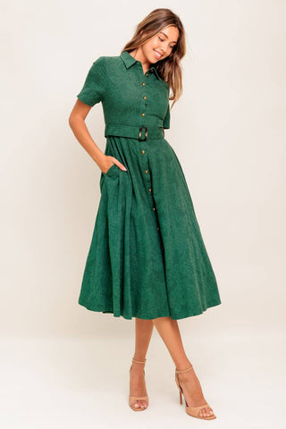 EMERALD CODE JACQUARD WOVEN MIDI DRESS - By Baano