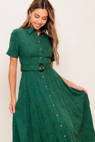 EMERALD CODE JACQUARD WOVEN MIDI DRESS - By Baano