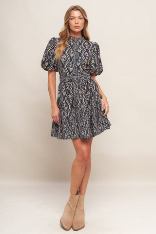 ORNATE BLOOM WOVEN MINI DRESS Flying Tomato