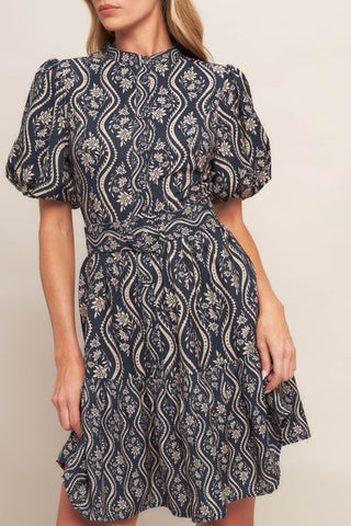 ORNATE BLOOM WOVEN MINI DRESS Flying Tomato