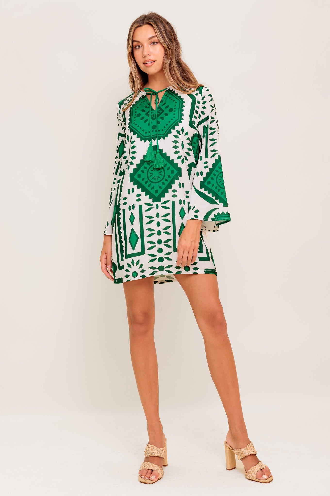 EMERALD TERRA TUNIC WOVEN MINI DRESS - By Baano