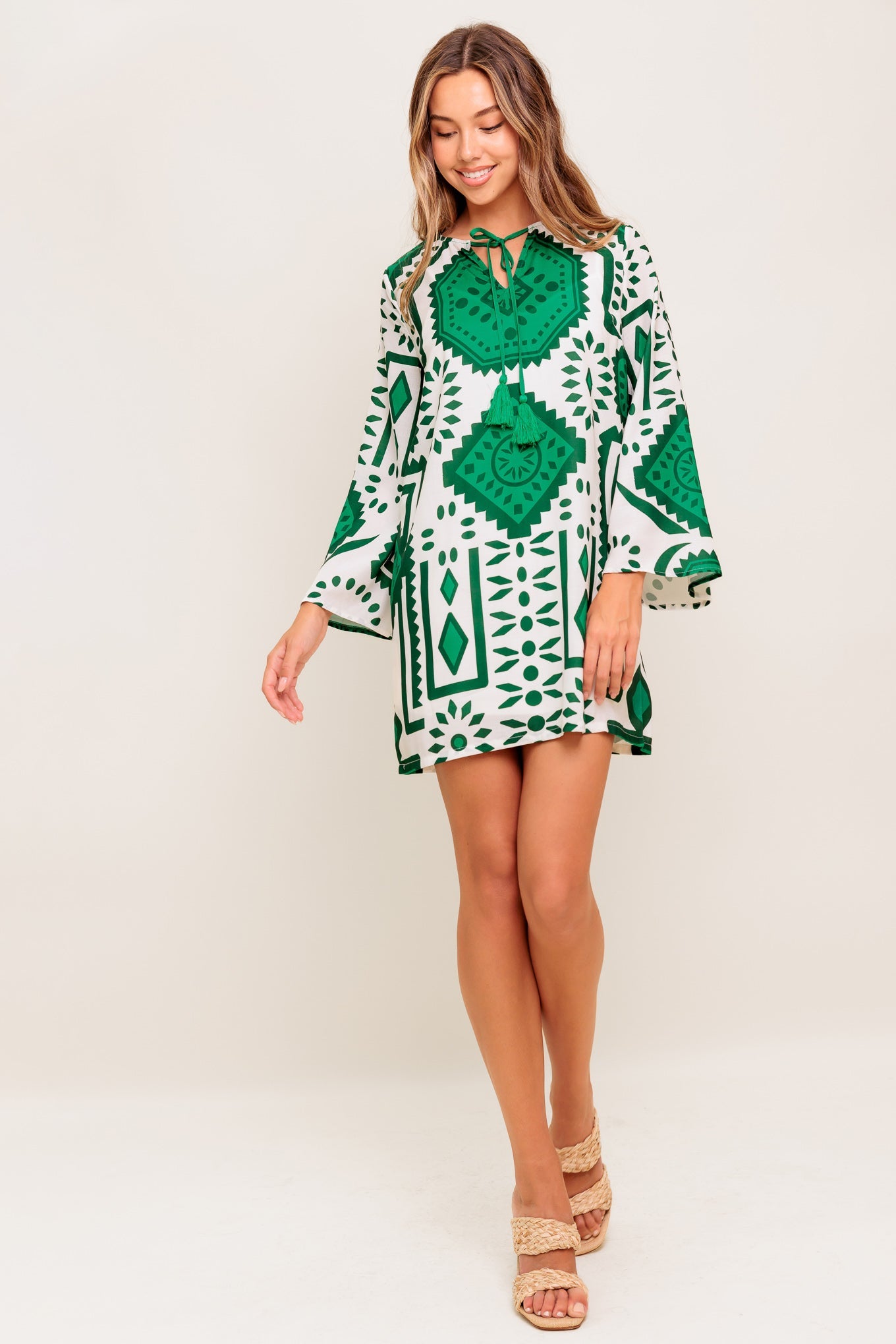 EMERALD TERRA TUNIC WOVEN MINI DRESS - By Baano