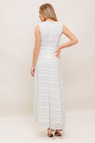 HEARTFELT CREAM WOVEN LACE ANKLE DRESS - By Baano