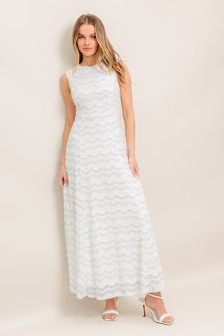 HEARTFELT CREAM WOVEN LACE ANKLE DRESS - By Baano
