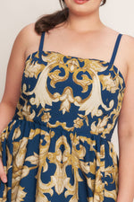 IMPERIAL BLOOM BLUE WOVEN MIDI DRESS - By Baano