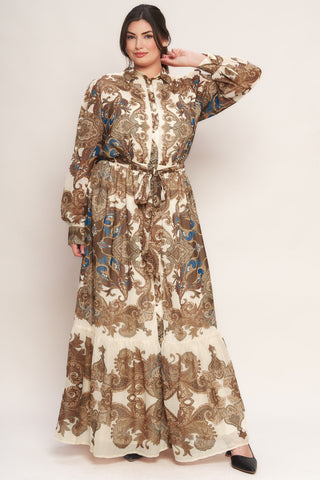 BOHEMIAN TAPESTRY BROWN WOVEN MAXI DRESS Flying Tomato