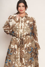 BOHEMIAN TAPESTRY BROWN WOVEN MAXI DRESS Flying Tomato