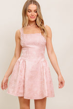 SWEET BLOOM WOVEN JACQUARD SATIN MINI DRESS - By Baano