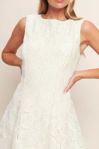 AUTUMN BLOOM VINTAGE IVORY WOVEN LACE MINI DRESS - By Baano