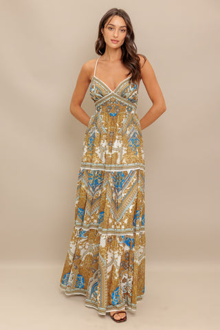 GOLDEN PALAZZO WOVEN MAXI DRESS - By Baano