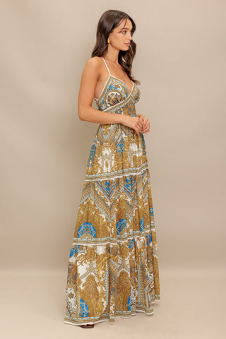 GOLDEN PALAZZO WOVEN MAXI DRESS - By Baano