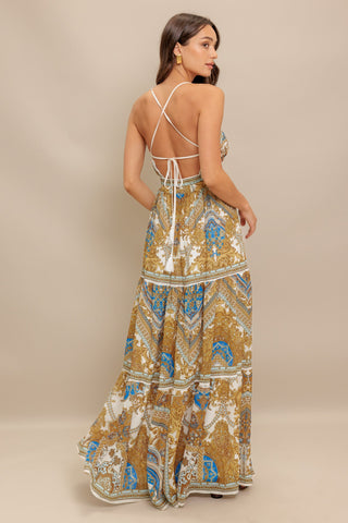 GOLDEN PALAZZO WOVEN MAXI DRESS - By Baano