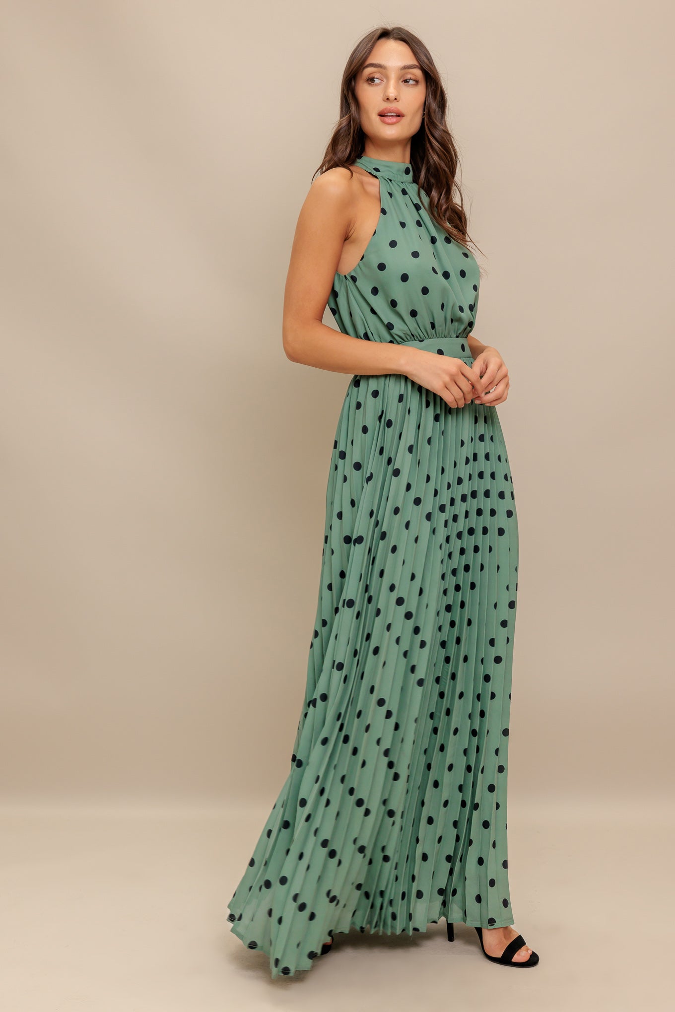 HALTER DOT GLOW WOVEN MAXI DRESS - By Baano