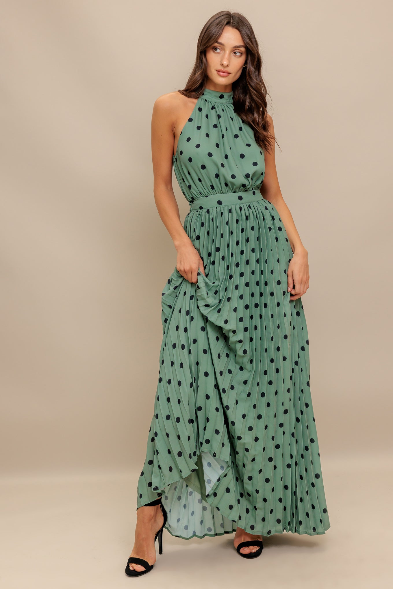 HALTER DOT GLOW WOVEN MAXI DRESS - By Baano