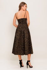 WALK SOFT, STRIKE STRONG LEOPARD WOVEN MIDI DRESS - By Baano