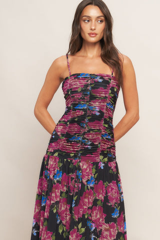 NIGHT FLORIST POWER MESH MAXI DRESS - By Baano
