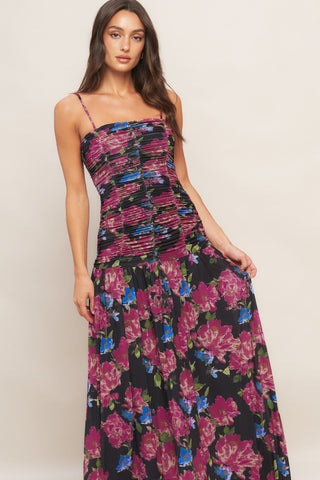 NIGHT FLORIST POWER MESH MAXI DRESS - By Baano