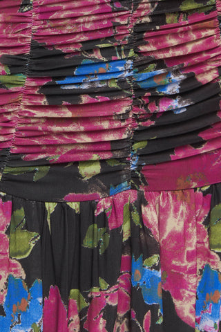 NIGHT FLORIST POWER MESH MAXI DRESS - By Baano