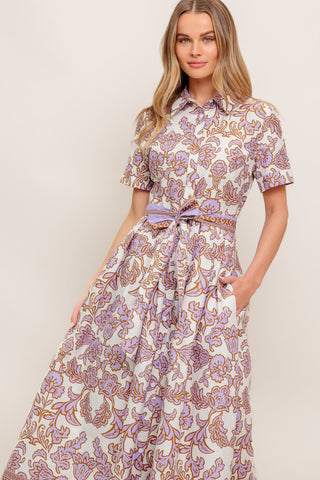 LAVENDER MOSAIC WOVEN MIDI DRESS - By Baano